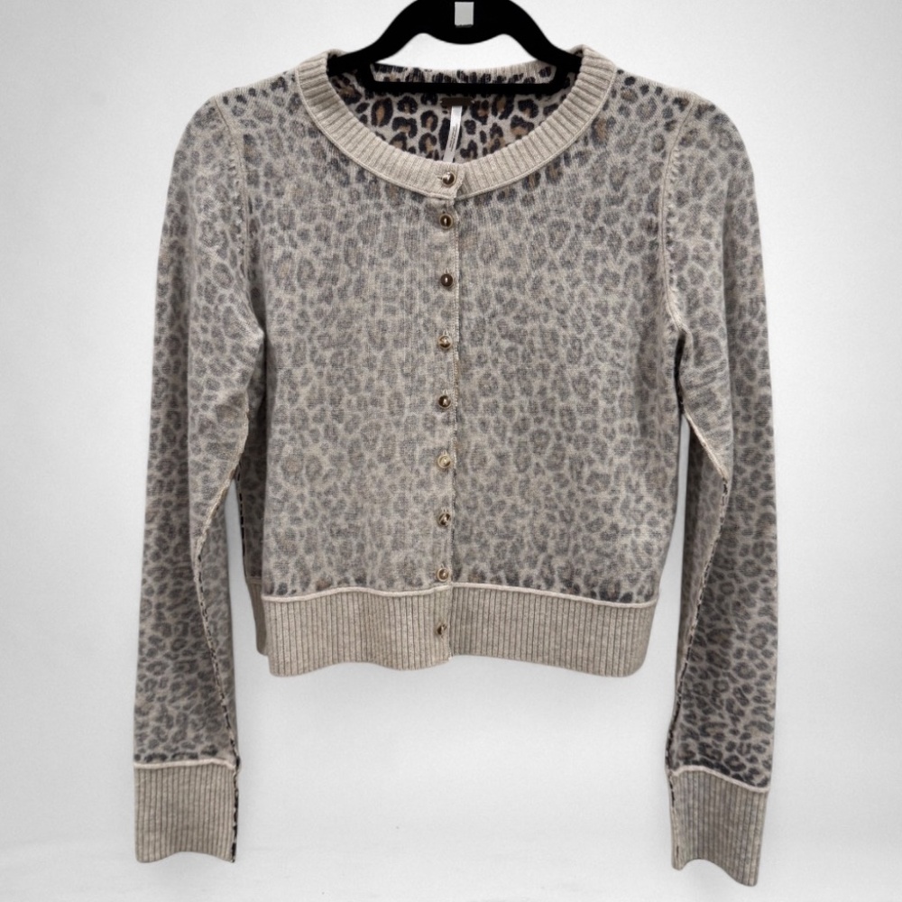 Free People Nocturnal Patterned Cardi Tea Combo - Leopard